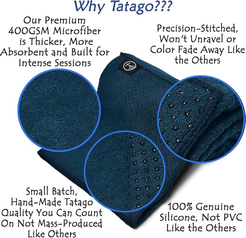 Tatago Yoga Mat Towel Non Slip for Hot Yoga. Our Hot Yoga Towel is Thicker, More Absorbent, and a Perfect Hot Pilates Mat Towel. 400GSM Microfiber Quick-Dry! - Image 3